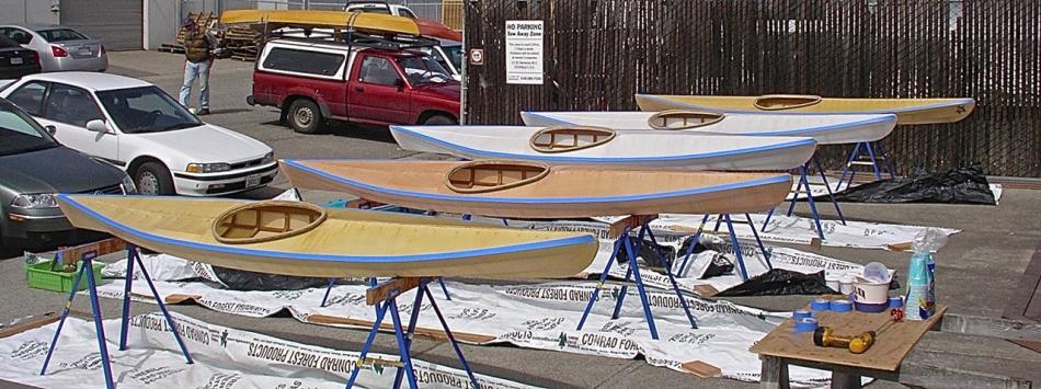 Five SC-1 kayaks nearing completion in Brian Shultz' class